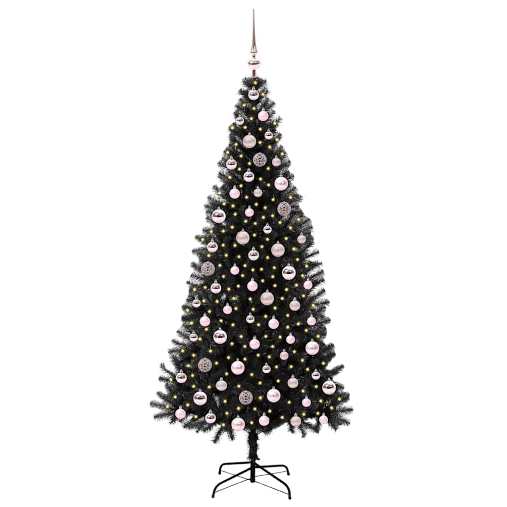 VidaXL Sapin de Noël avec 300 LED avec PVC noir standard 210 cm