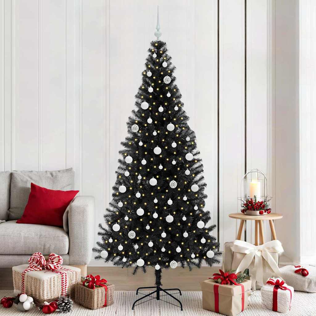 VidaXL Sapin de Noël avec 300 LED avec PVC noir standard 210 cm