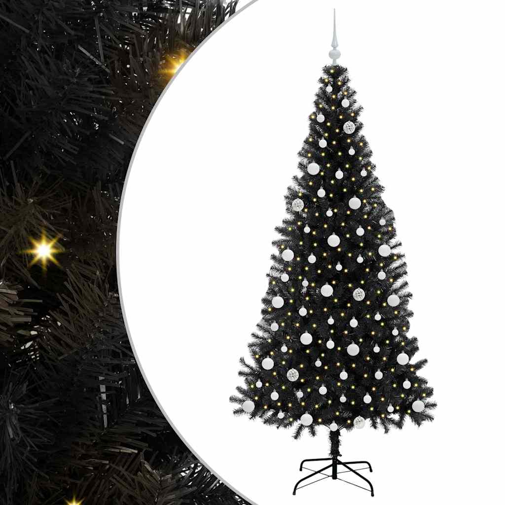 VidaXL Sapin de Noël avec 300 LED avec PVC noir standard 210 cm