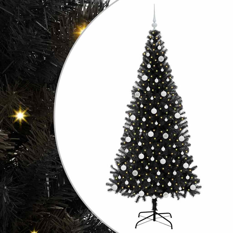 VidaXL Sapin de Noël avec 300 LED avec PVC noir standard 210 cm