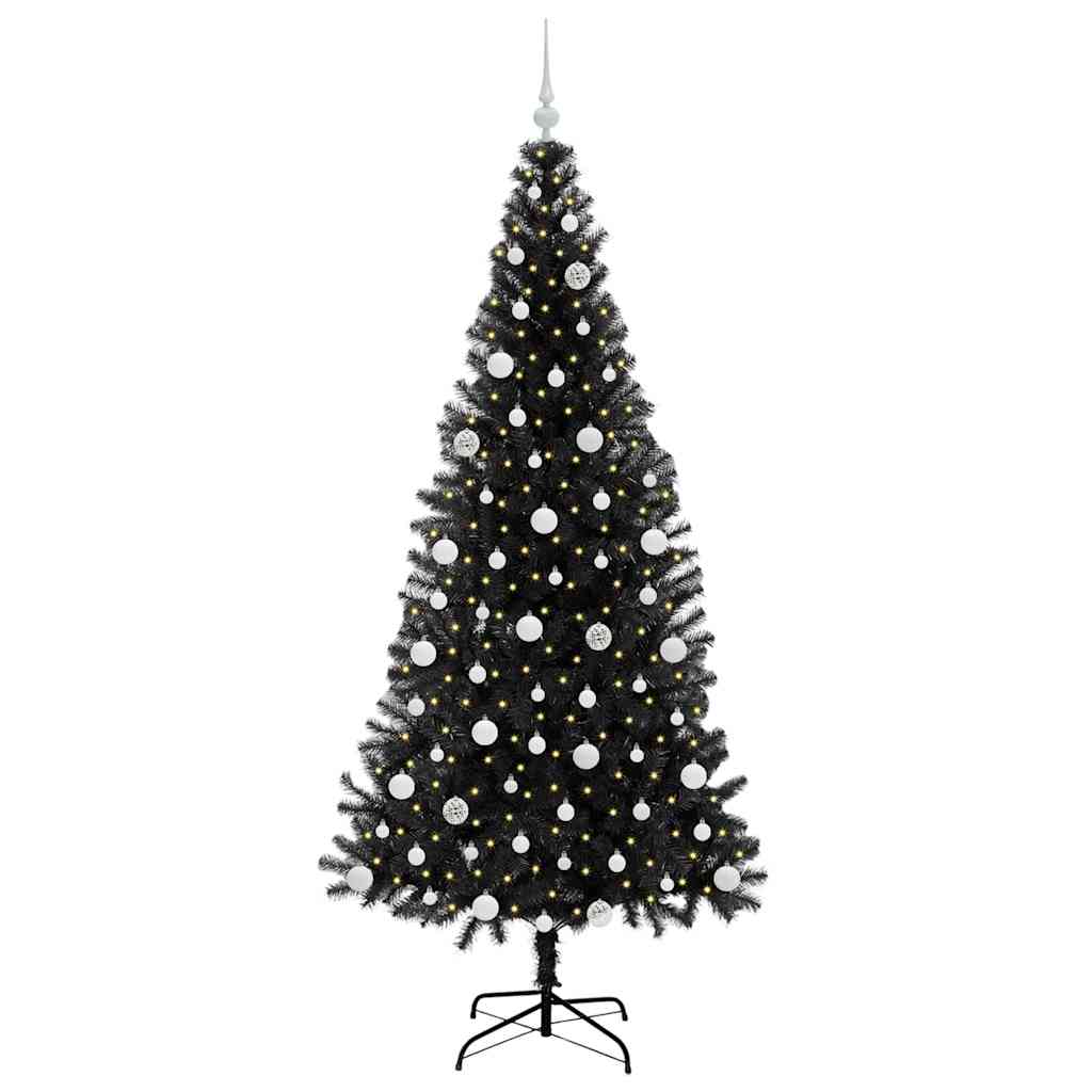 VidaXL Sapin de Noël avec 300 LED avec PVC noir standard 210 cm