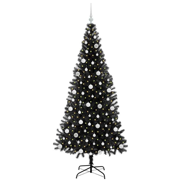 VidaXL Sapin de Noël avec 300 LED avec PVC noir standard 210 cm