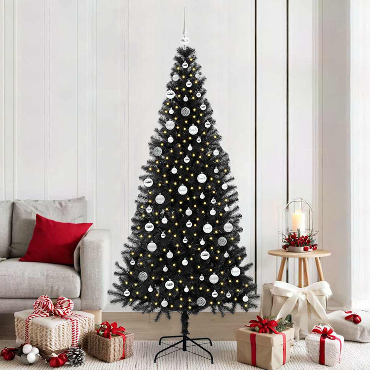 VidaXL Sapin de Noël avec 300 LED avec PVC noir standard 210 cm