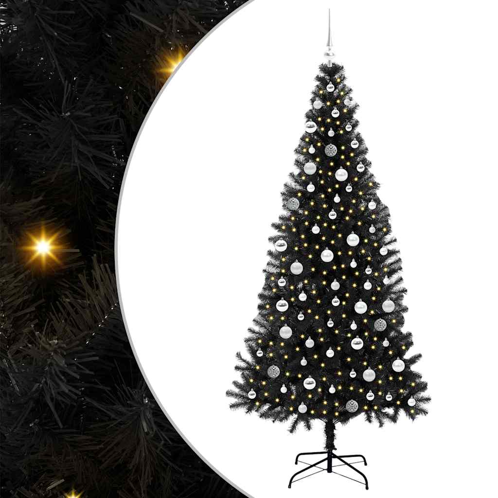 VidaXL Sapin de Noël avec 300 LED avec PVC noir standard 210 cm