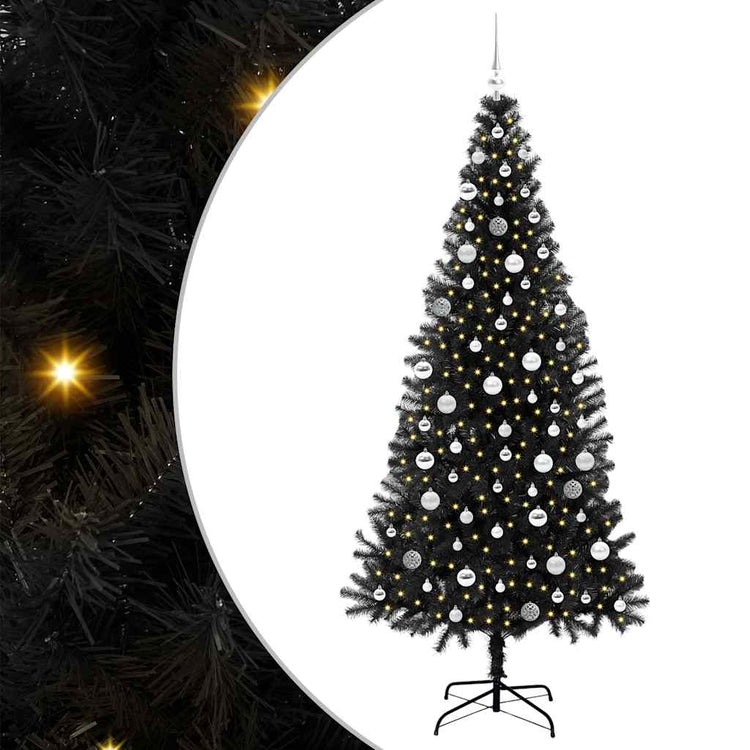 VidaXL Sapin de Noël avec 300 LED avec PVC noir standard 210 cm