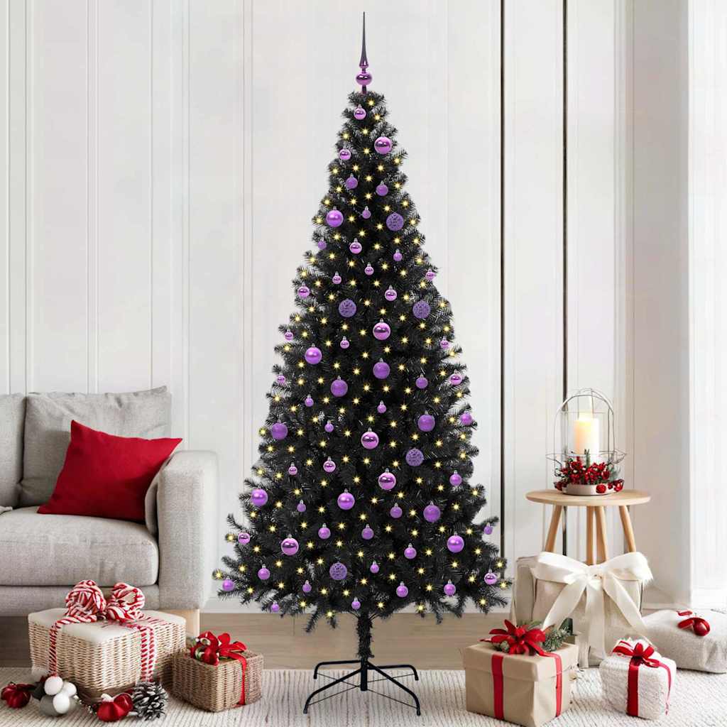 VidaXL Sapin de Noël avec 300 LED avec PVC noir standard 210 cm
