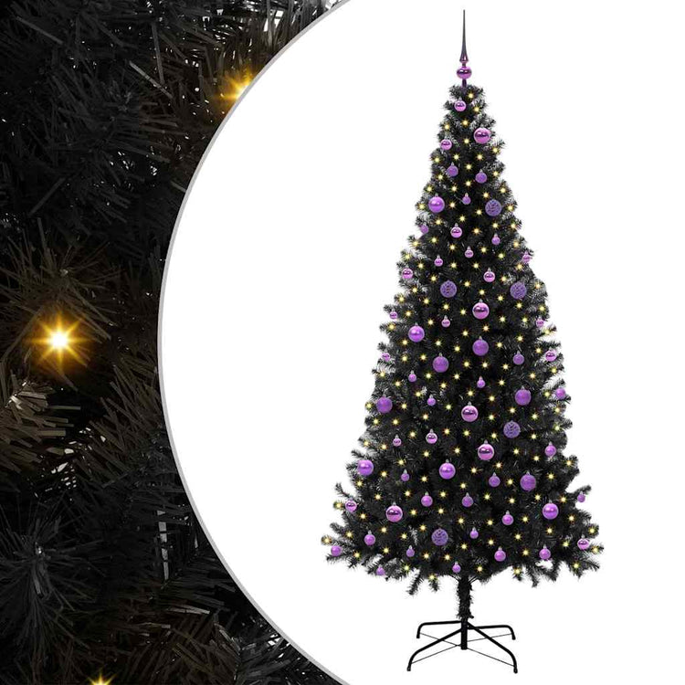 VidaXL Sapin de Noël avec 300 LED avec PVC noir standard 210 cm