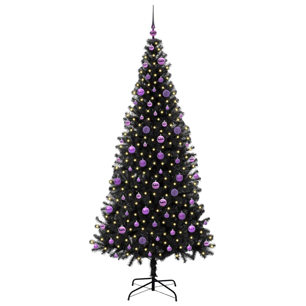 VidaXL Sapin de Noël avec 300 LED avec PVC noir standard 210 cm