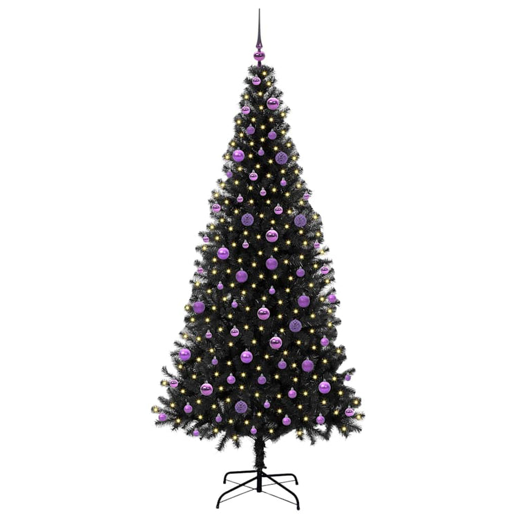 VidaXL Sapin de Noël avec 300 LED avec PVC noir standard 210 cm