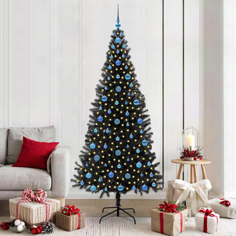 VidaXL Sapin de Noël avec 300 LED avec PVC noir standard 210 cm