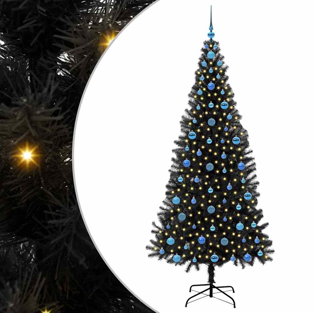 VidaXL Sapin de Noël avec 300 LED avec PVC noir standard 210 cm