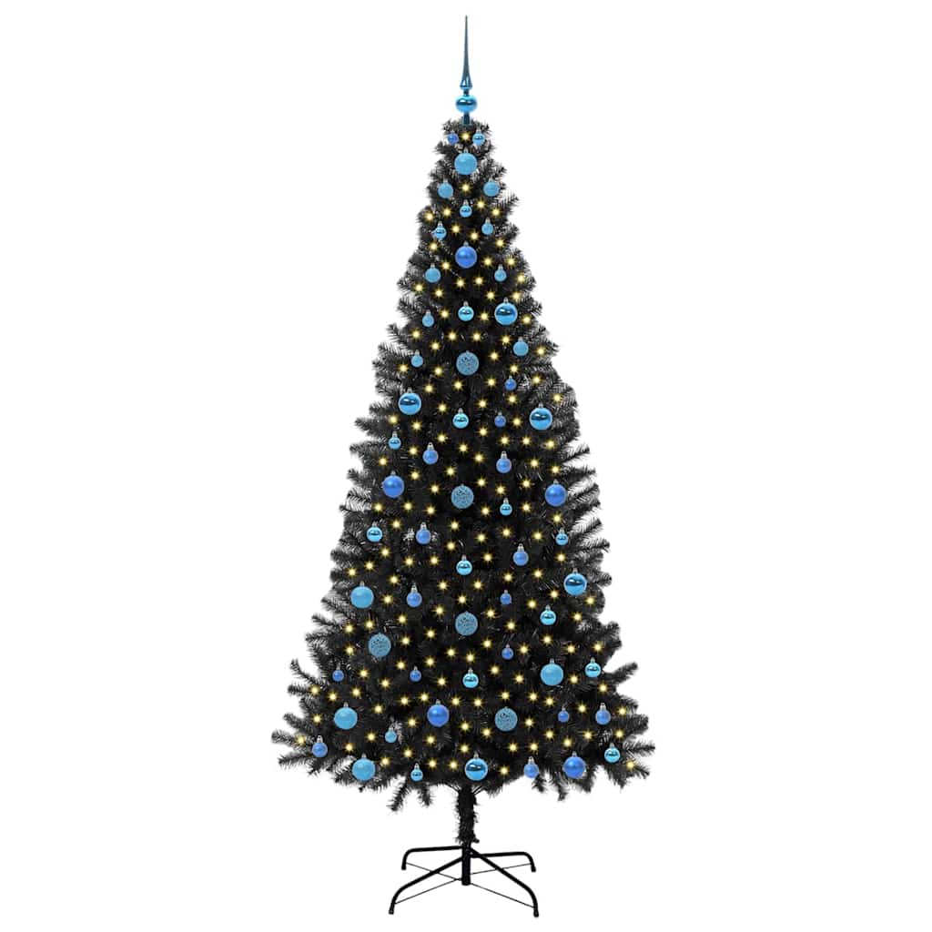 VidaXL Sapin de Noël avec 300 LED avec PVC noir standard 210 cm