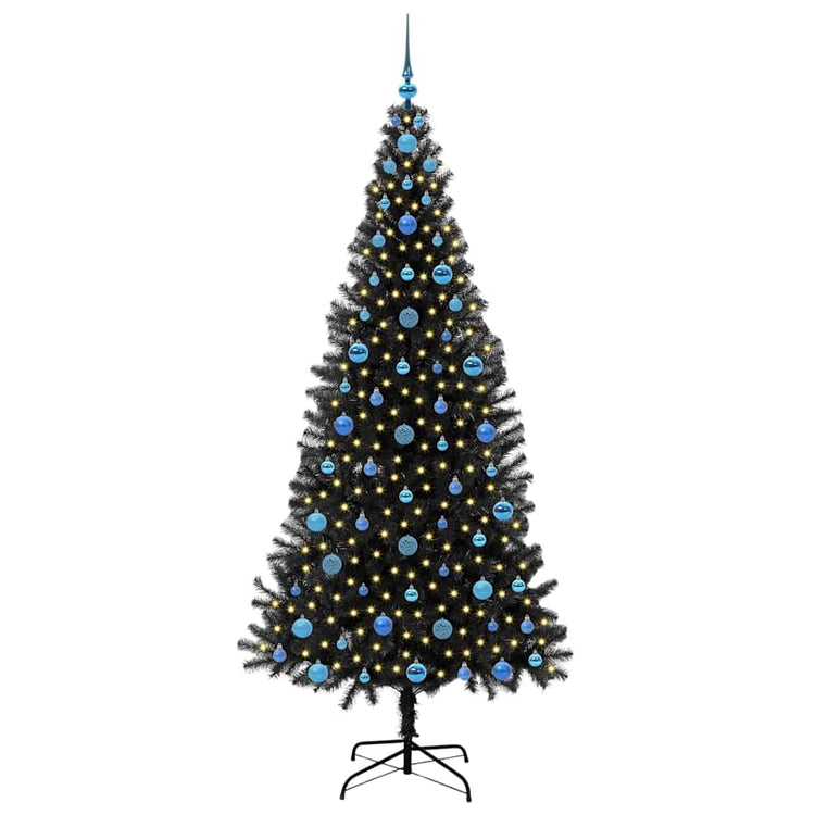 VidaXL Sapin de Noël avec 300 LED avec PVC noir standard 210 cm