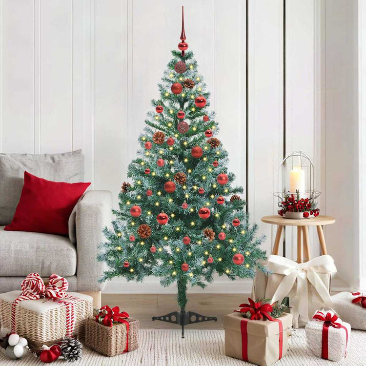 Vidaxx sapin de Noël artificiel avec 150 LED vertes, 150 cm PVC et acier