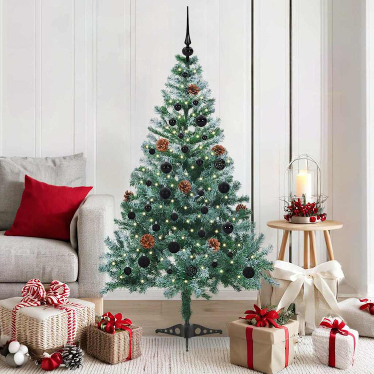 Vidaxx sapin de Noël artificiel avec 150 LED vertes, 150 cm PVC et acier