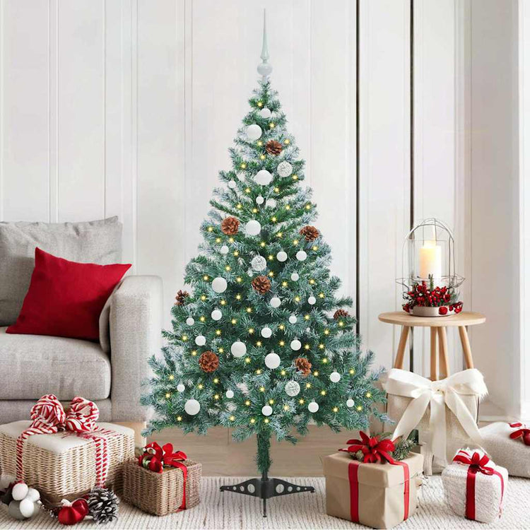 Vidaxx sapin de Noël artificiel avec 150 LED vertes, 150 cm PVC et acier