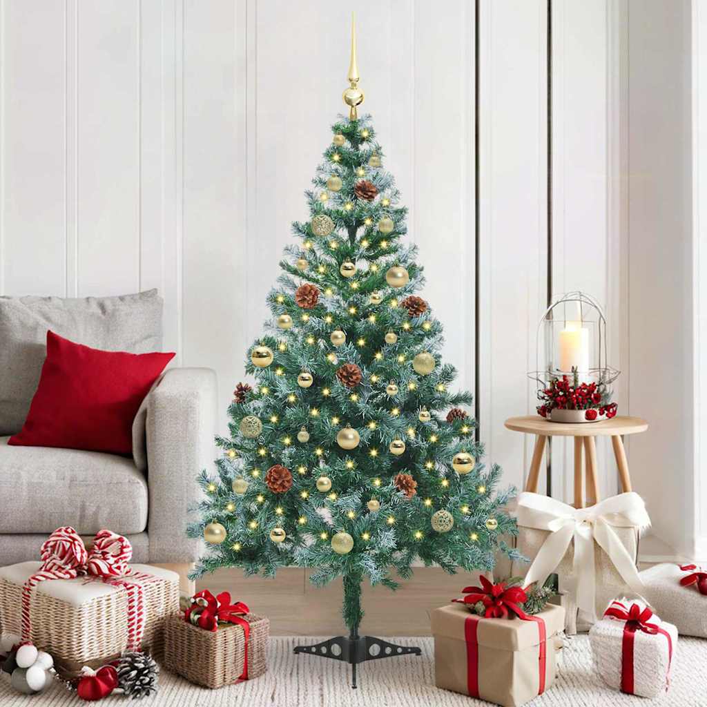 Vidaxx sapin de Noël artificiel avec 150 LED vertes, 150 cm PVC et acier