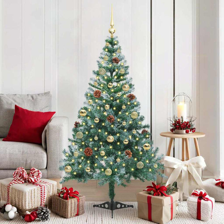 Vidaxx sapin de Noël artificiel avec 150 LED vertes, 150 cm PVC et acier