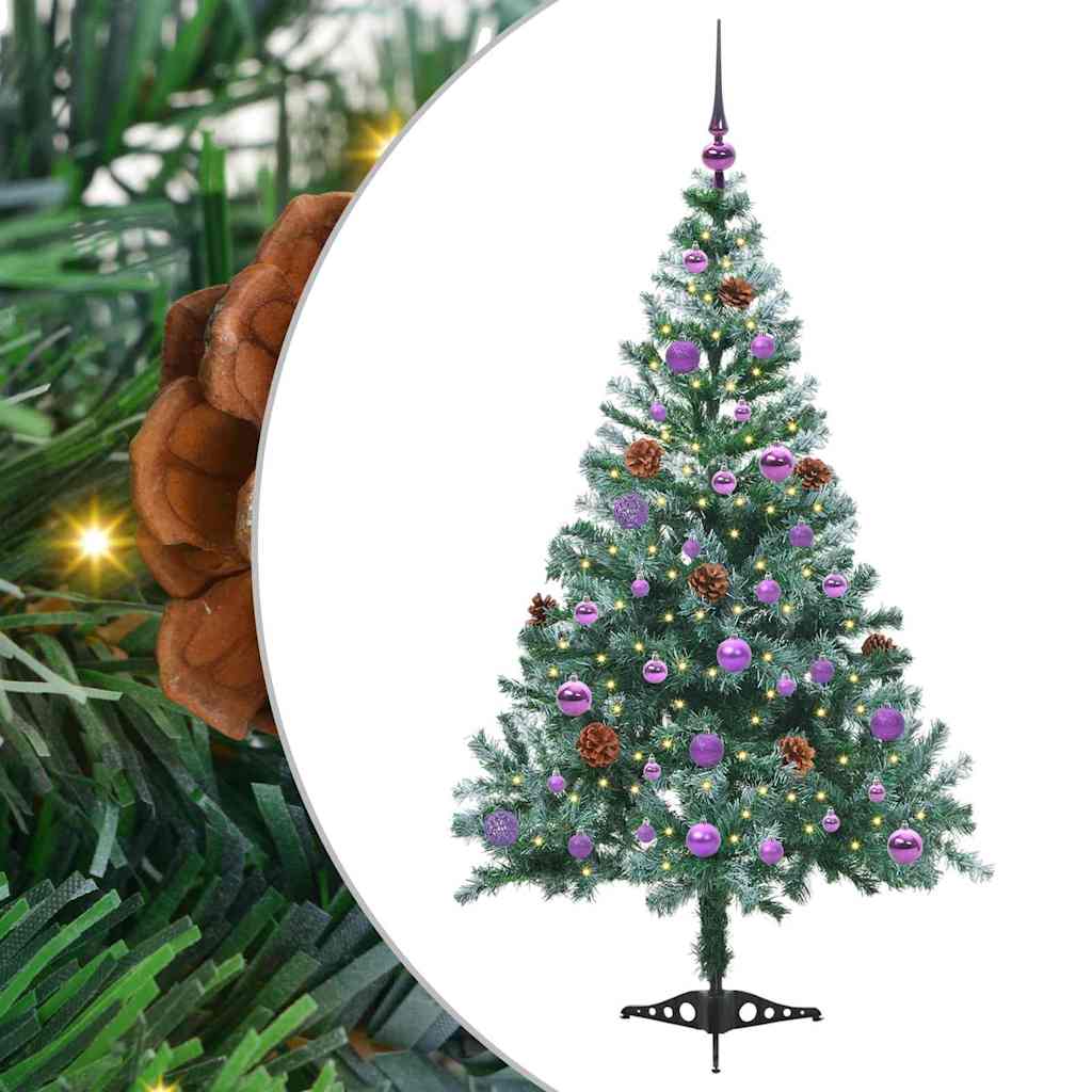 Vidaxx sapin de Noël artificiel avec 150 LED vertes, 150 cm PVC et acier