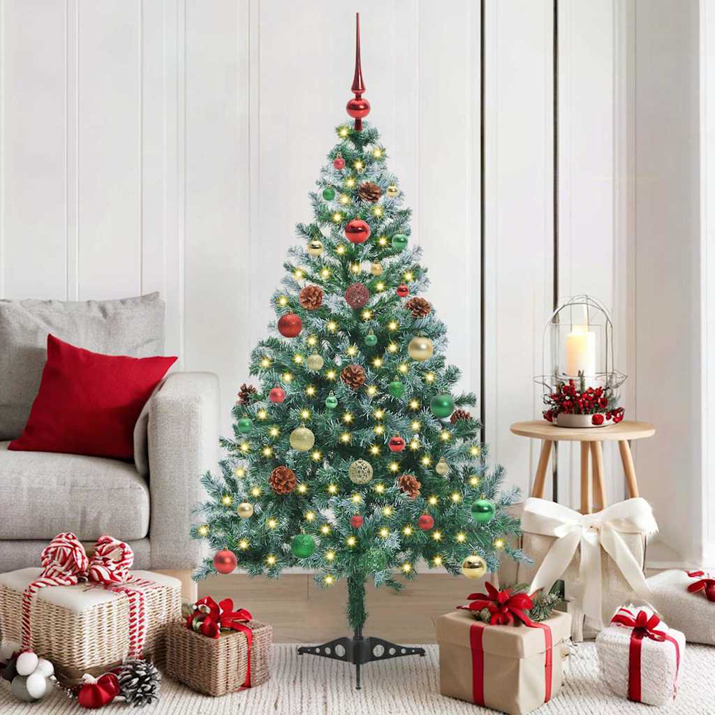 Vidaxx sapin de Noël artificiel avec 150 LED vertes, 150 cm PVC et acier