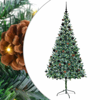 Vidaxx sapin de Noël artificiel avec 300 LED vertes, 210 cm PVC et acier