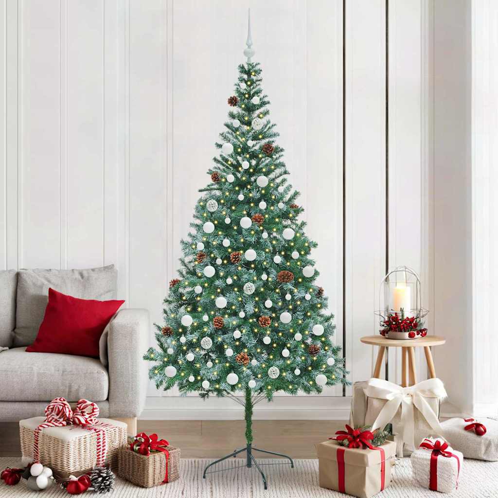Vidaxx sapin de Noël artificiel avec 300 LED vertes, 210 cm PVC et acier