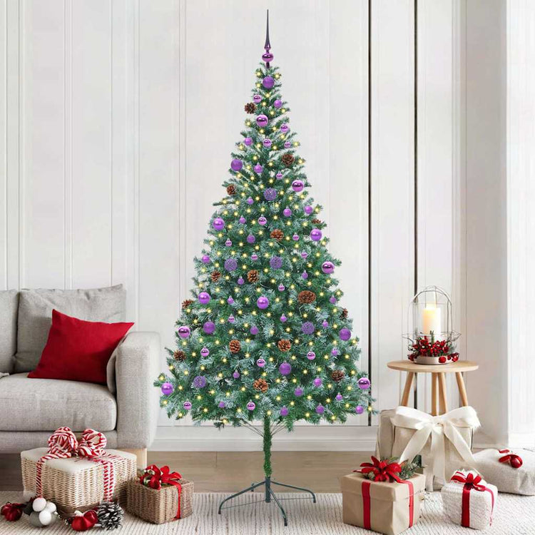 Vidaxx sapin de Noël artificiel avec 300 LED vertes, 210 cm PVC et acier