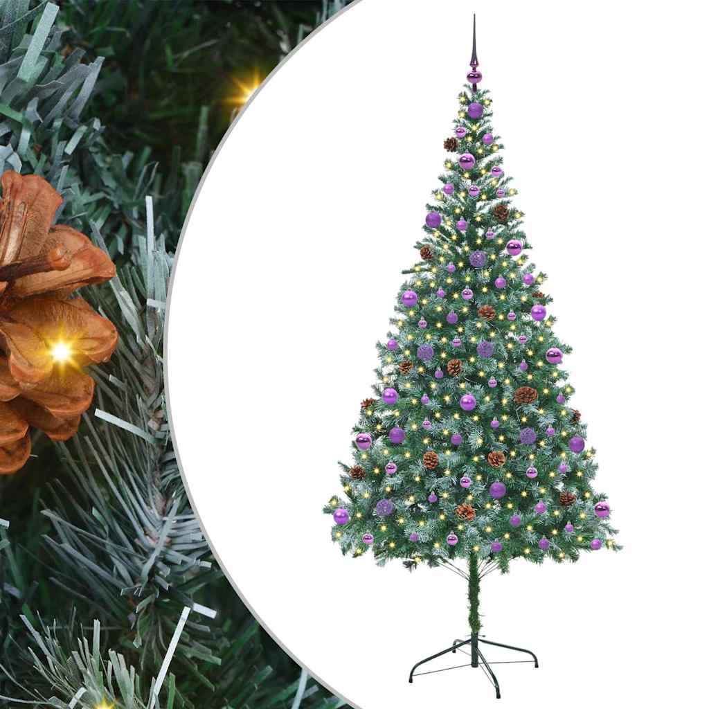 Vidaxx sapin de Noël artificiel avec 300 LED vertes, 210 cm PVC et acier