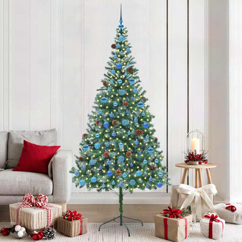 Vidaxx sapin de Noël artificiel avec 300 LED vertes, 210 cm PVC et acier