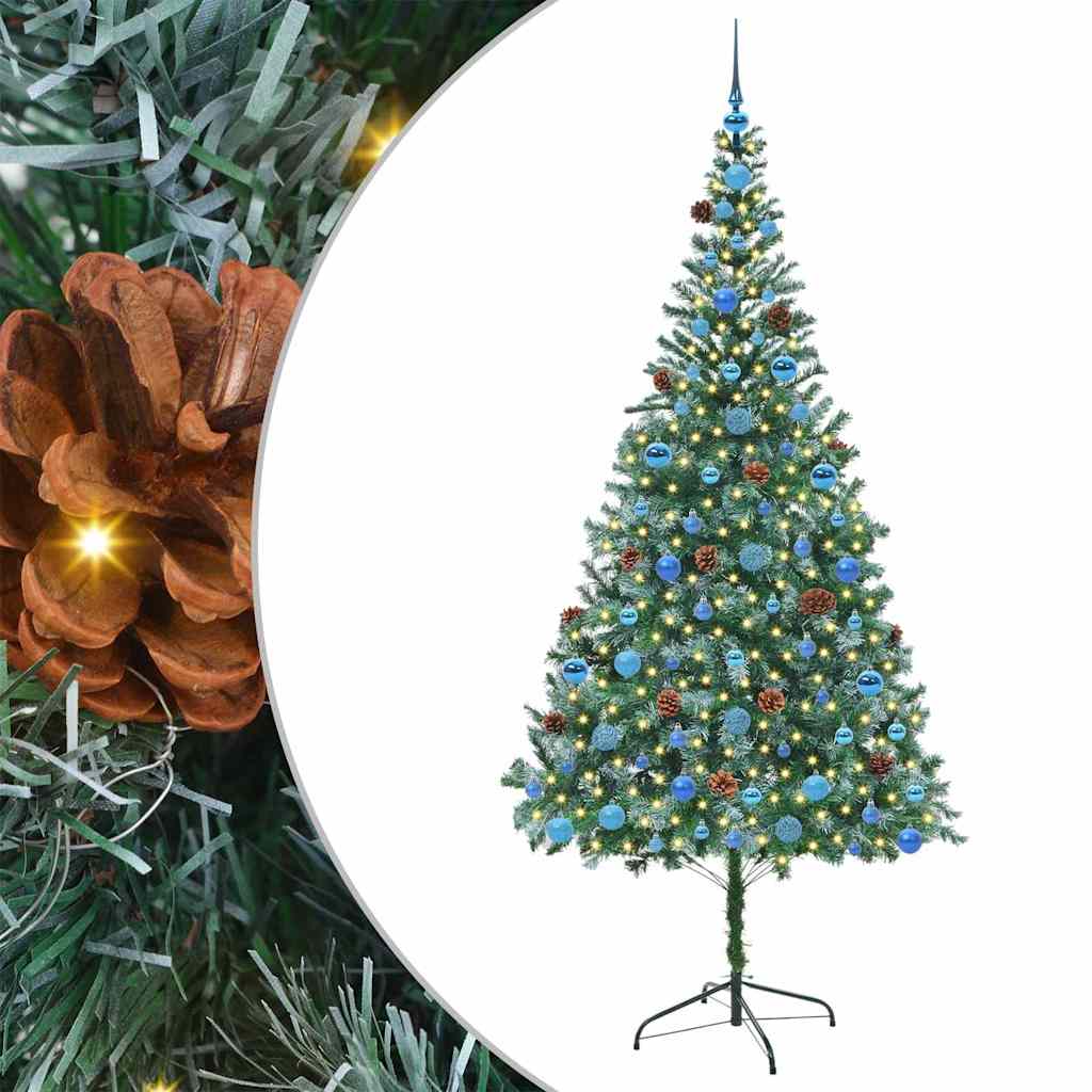 Vidaxx sapin de Noël artificiel avec 300 LED vertes, 210 cm PVC et acier