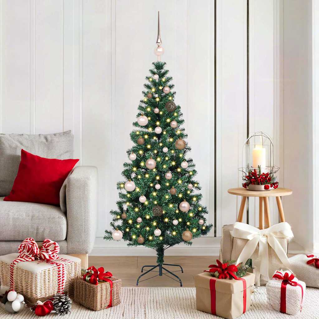 Vidaxx sapin de Noël artificiel illuminé vert 150 cm PVC et métal