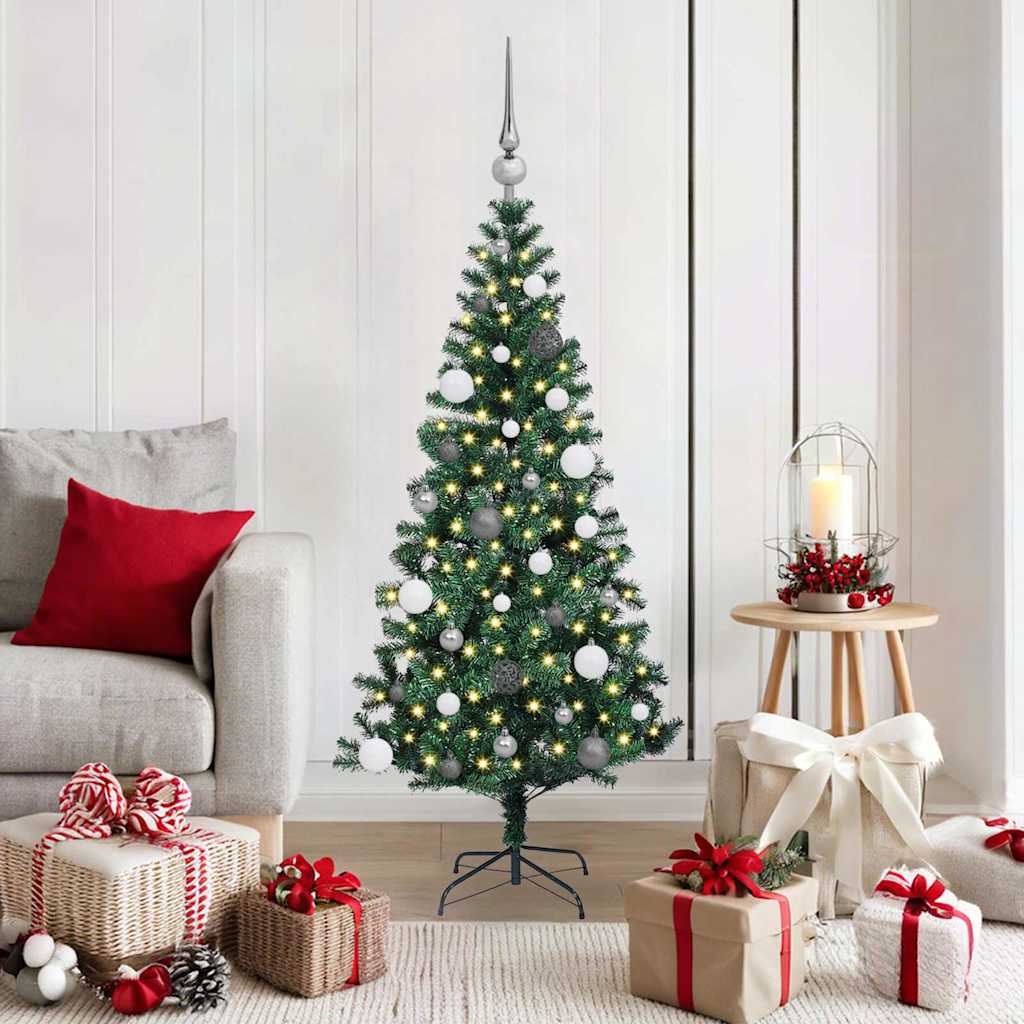 Vidaxx sapin de Noël artificiel illuminé vert 150 cm PVC et métal