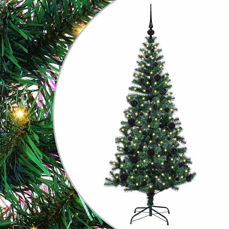 Vidaxx sapin de Noël artificiel illuminé vert 150 cm PVC et métal