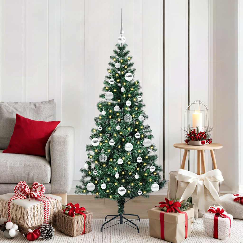 Vidaxx sapin de Noël artificiel illuminé vert 150 cm PVC et métal