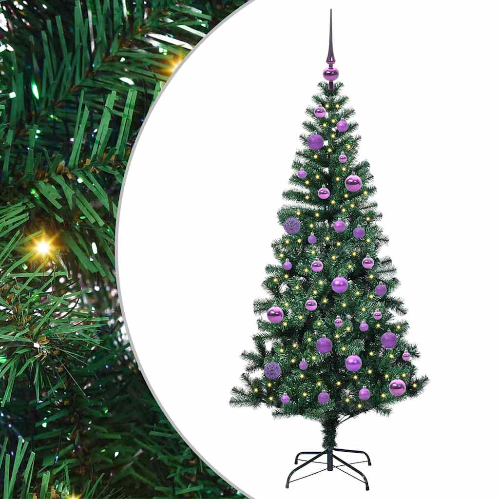 Vidaxx sapin de Noël artificiel illuminé vert 150 cm PVC et métal
