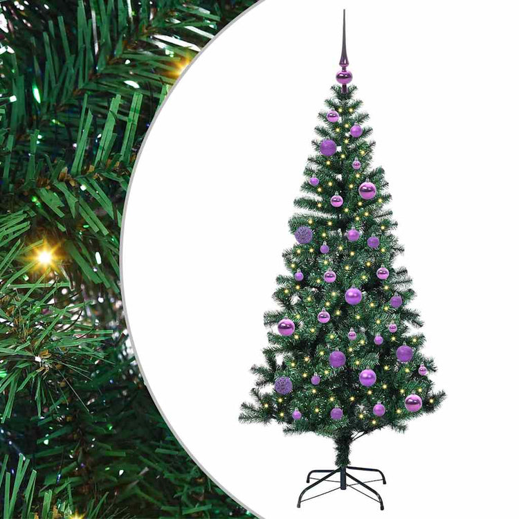 Vidaxx sapin de Noël artificiel illuminé vert 150 cm PVC et métal