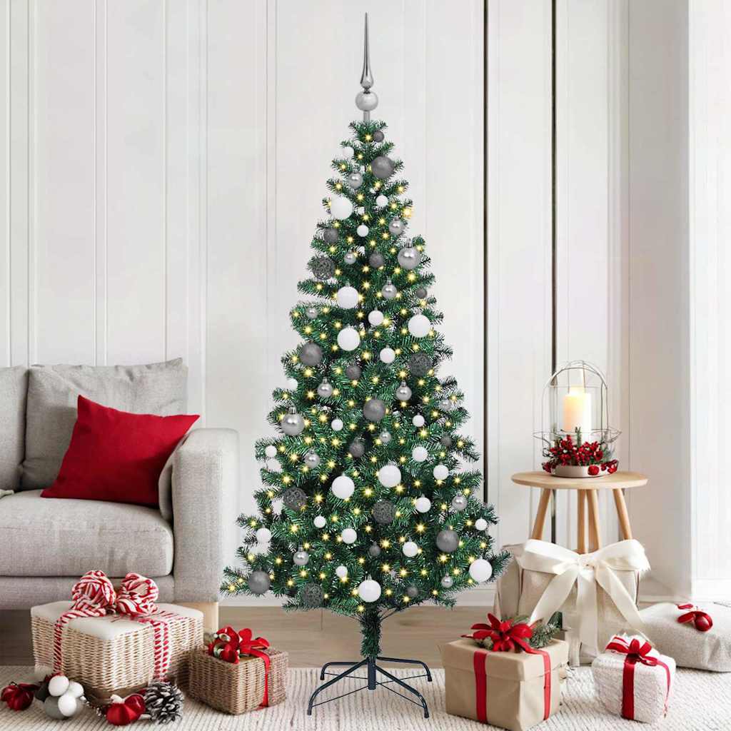 VidaXL sapin de Noël artificiel illuminé vert 180 cm PVC et métal