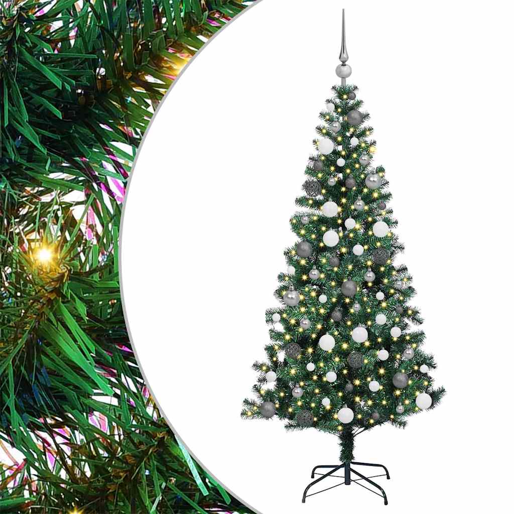 VidaXL sapin de Noël artificiel illuminé vert 180 cm PVC et métal