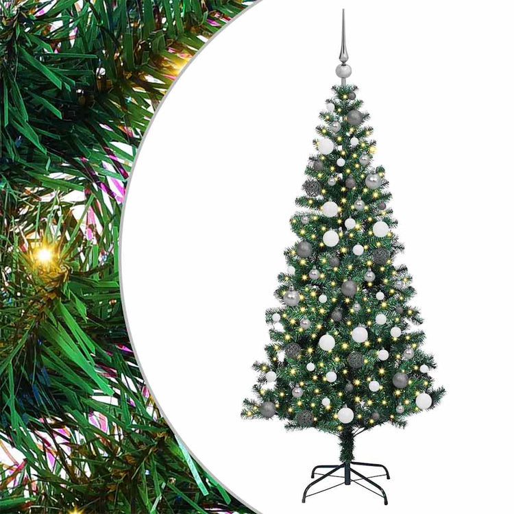 VidaXL sapin de Noël artificiel illuminé vert 180 cm PVC et métal