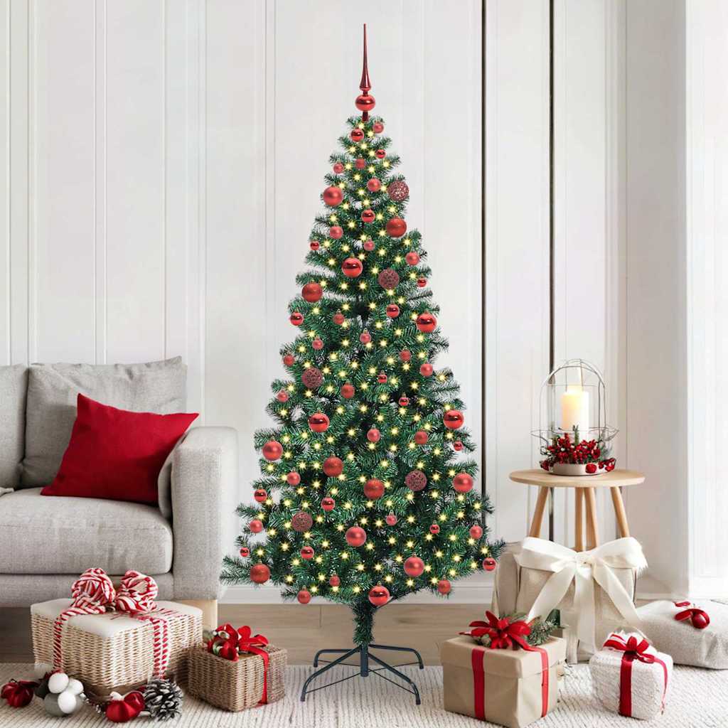 VidaXL sapin de Noël artificiel illuminé vert 180 cm PVC et métal