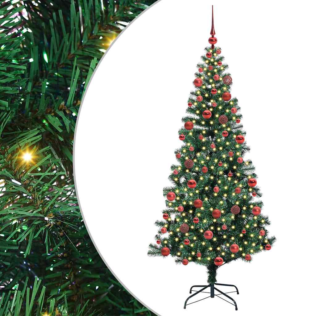 VidaXL sapin de Noël artificiel illuminé vert 180 cm PVC et métal