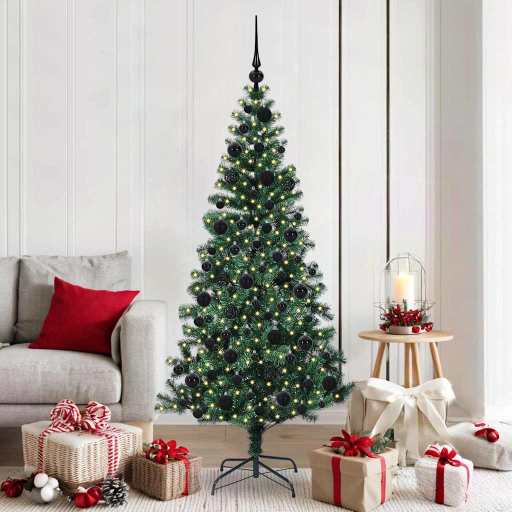 VidaXL sapin de Noël artificiel illuminé vert 180 cm PVC et métal