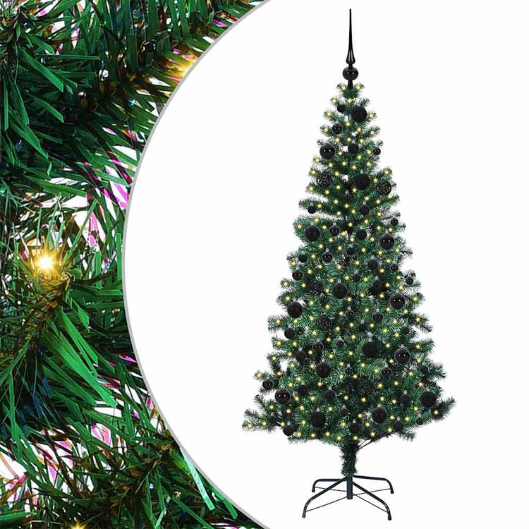 VidaXL sapin de Noël artificiel illuminé vert 180 cm PVC et métal