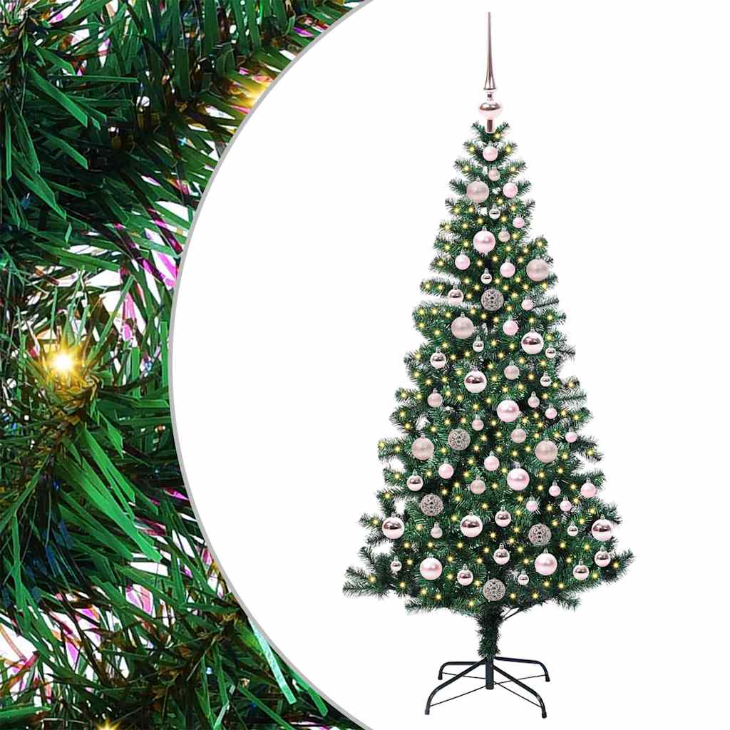 VidaXL sapin de Noël artificiel illuminé vert 180 cm PVC et métal