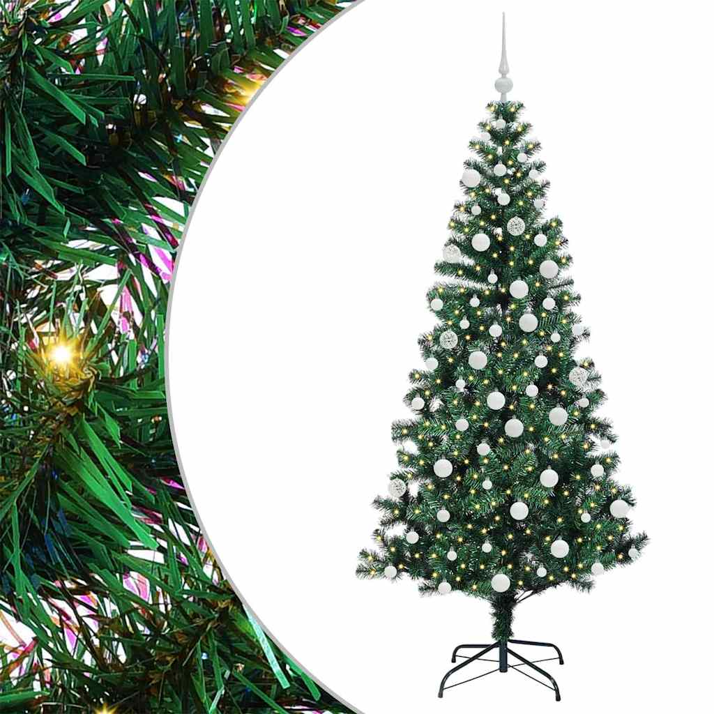 VidaXL sapin de Noël artificiel illuminé vert 180 cm PVC et métal