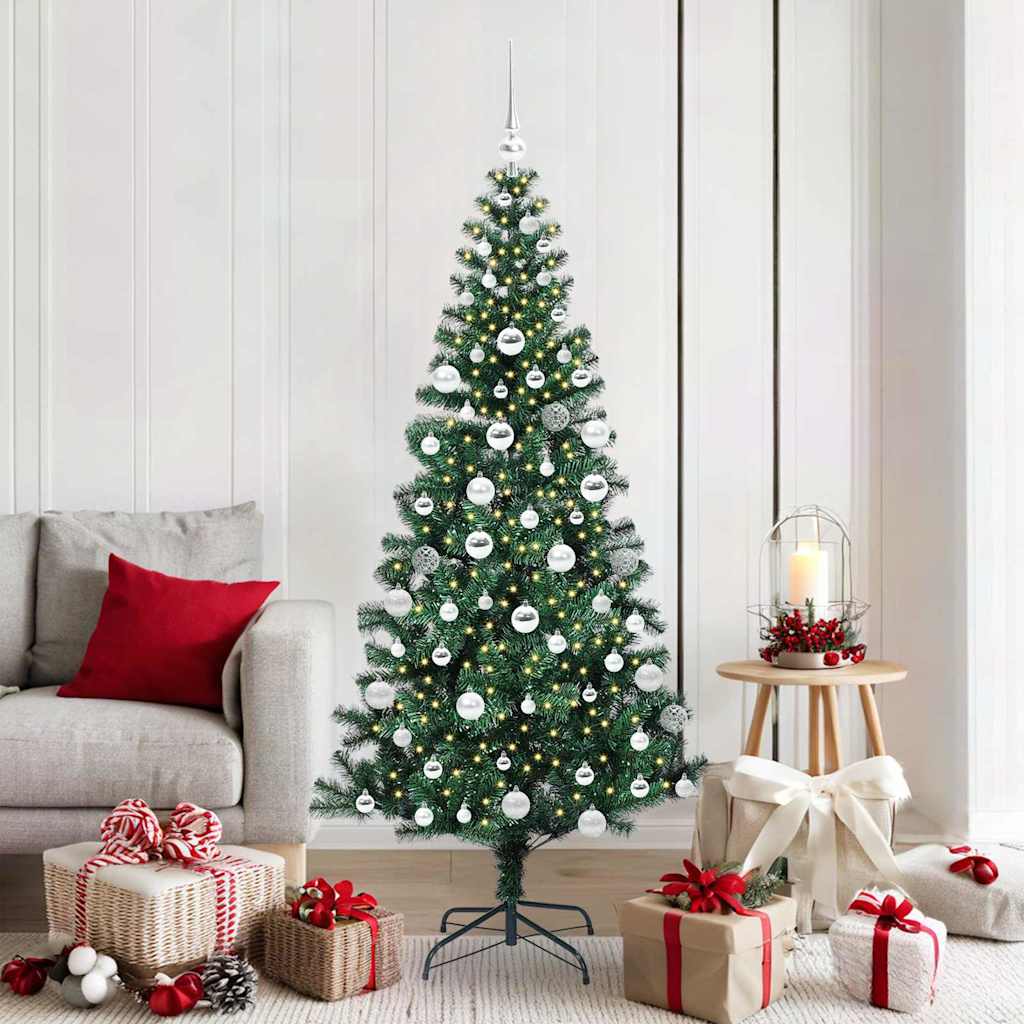 VidaXL sapin de Noël artificiel illuminé vert 180 cm PVC et métal