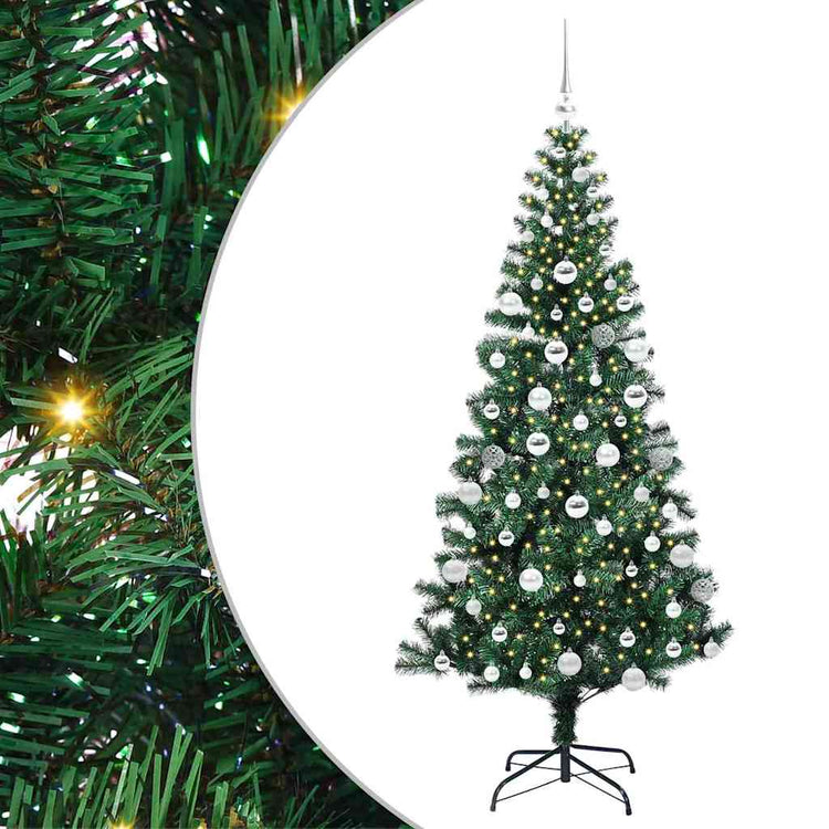 VidaXL sapin de Noël artificiel illuminé vert 180 cm PVC et métal