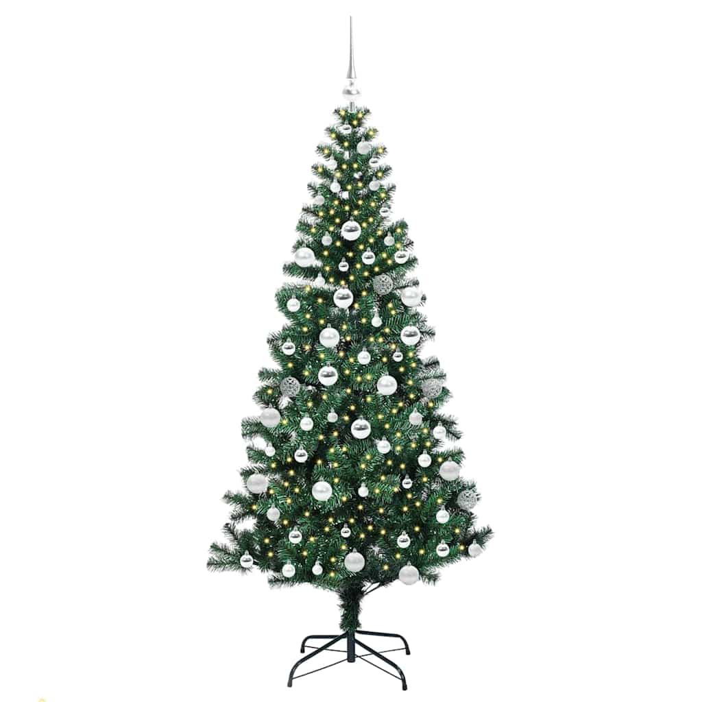 VidaXL sapin de Noël artificiel illuminé vert 180 cm PVC et métal