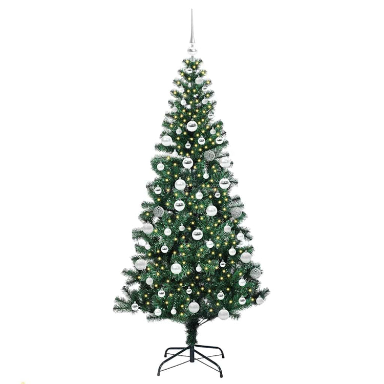 VidaXL sapin de Noël artificiel illuminé vert 180 cm PVC et métal