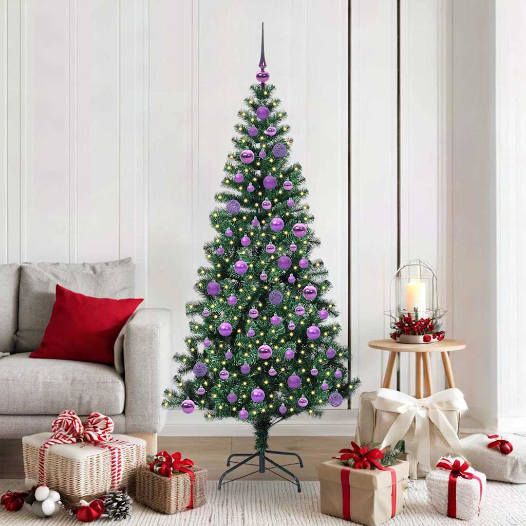 VidaXL sapin de Noël artificiel illuminé vert 180 cm PVC et métal